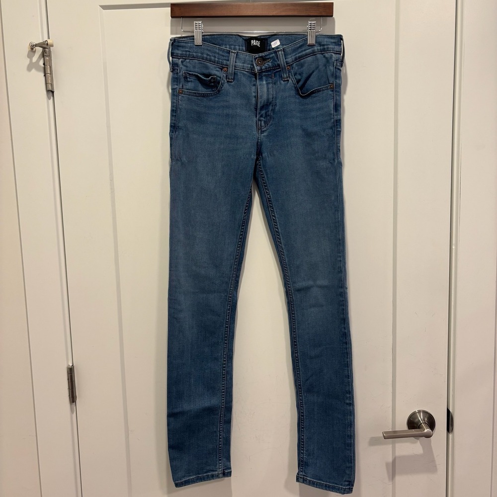 Paige Women Medium‎ Wash Skinny Jeans Blue Denim Mid Rise Stretch Size 27